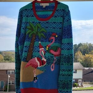 Festive Christmas HolidayFlamingo Crewneck Sweater XL